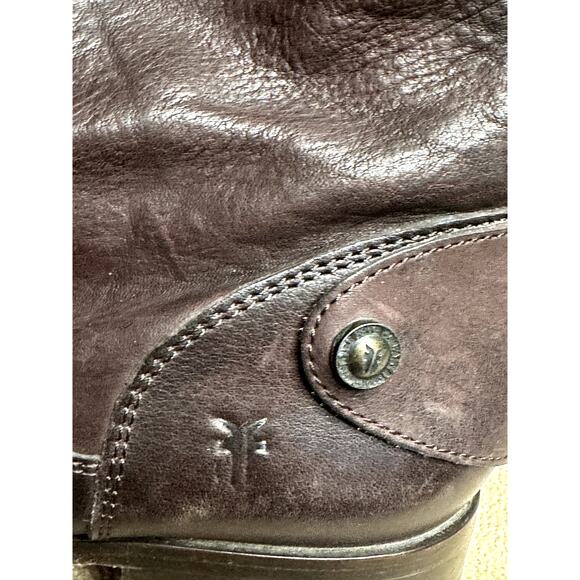 FRYE Brown Leather Button Back Zip Short Ankle Bootie Brown 8.5 B - Picture 8 of 16